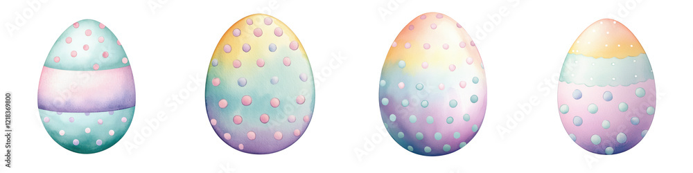 Aufkleber the image features a series of decorative eggs with pastel colors and unique patterns.