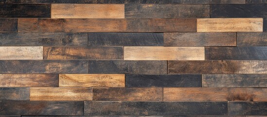 Sophisticated wall featuring dark brown wood planks and deep gray bricks arranged horizontally, ideal for enhancing stylish visual narratives.