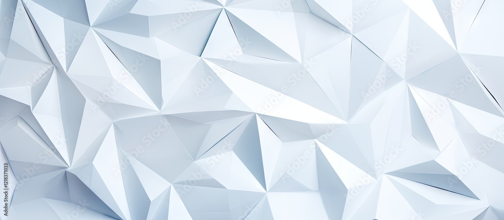 Fototapete abstract white geometric origami background with sharp triangular facets arranged in a dynamic patte