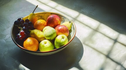 A Bowl of Fresh Fruit in Sunlight