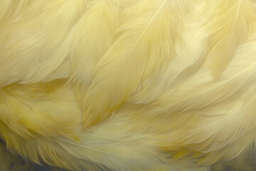 Fototapeta premium Soft and Delicate Yellow Feathers of a Bird Showcasing a Unique Texture in Natural Light