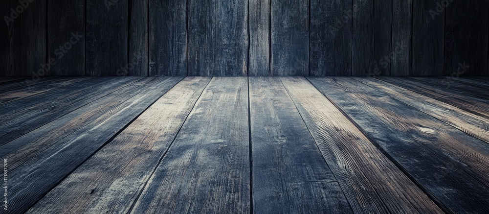 Poster textured dark grey wooden floor with distressed planks evenly spaced creating a rustic backdrop suit