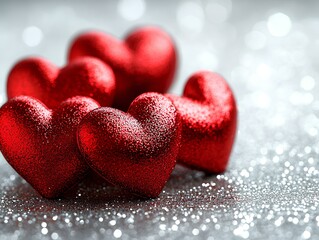 Beautiful luxury valentine hearts set vector illustration on white background.