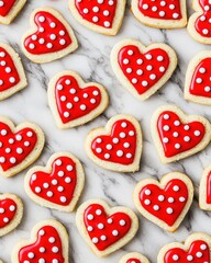 Delicious Red and White Polka Dot Heart Shaped Sugar Cookies for Valentine s Day