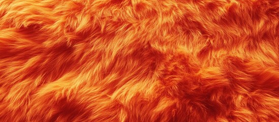 Fototapeta premium Vibrant orange red fur texture with soft, wavy strands fills the frame, perfect for mango-inspired designs on rich, warm surfaces.