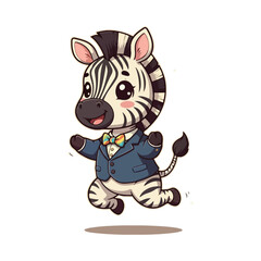 Cute Zebra Standing Cartoon Vector Icon Illustration. Animal Nature Icon Concept Isolated Premium illustration vector illustration