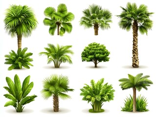 Obraz premium Vector set of trees on white background.