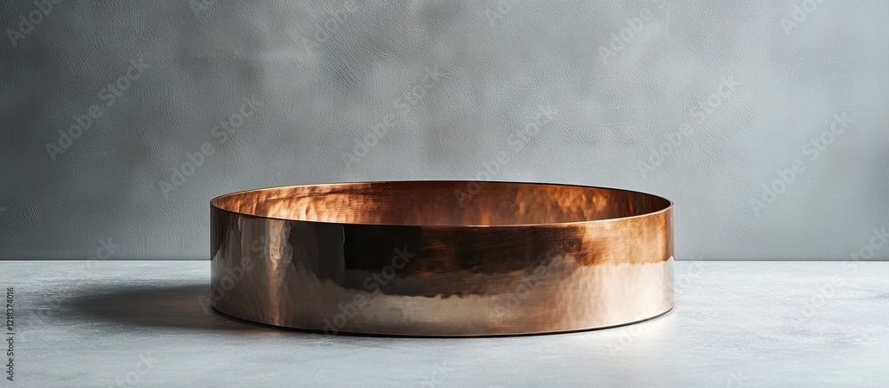 Leinwandbilder copper pedestal on a light gray background featuring elegant rounded design with reflections emphasi