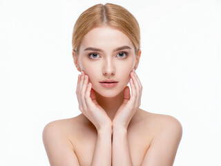 Fototapeta premium Stunning portraits highlighting natural beauty, flawless skin, and a radiant complexion, emphasizing the essence of skincare and elegance.