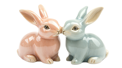 Two rabbits on transparent background