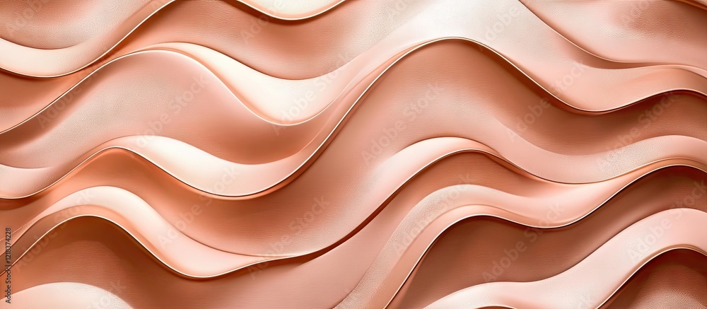 Leinwandbilder rose gold wave curves in soft hues of pink and metallic gold gently undulate, creating an elegant ba