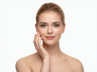 Fototapeta premium Stunning portraits highlighting natural beauty, flawless skin, and a radiant complexion, emphasizing the essence of skincare and elegance.