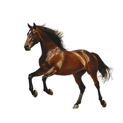Obraz premium Majestic Bay Horse Galloping Dark Background,