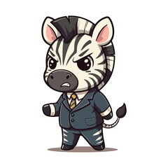 Cute Zebra Standing Cartoon Vector Icon Illustration. Animal Nature Icon Concept Isolated Premium illustration vector illustration