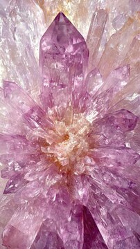 A mystical tundra glowing softly under a starlit sky. Radiant ice formations refract light into vibrant beams, while ethereal creatures with luminous wings roam peacefully through the snowy 