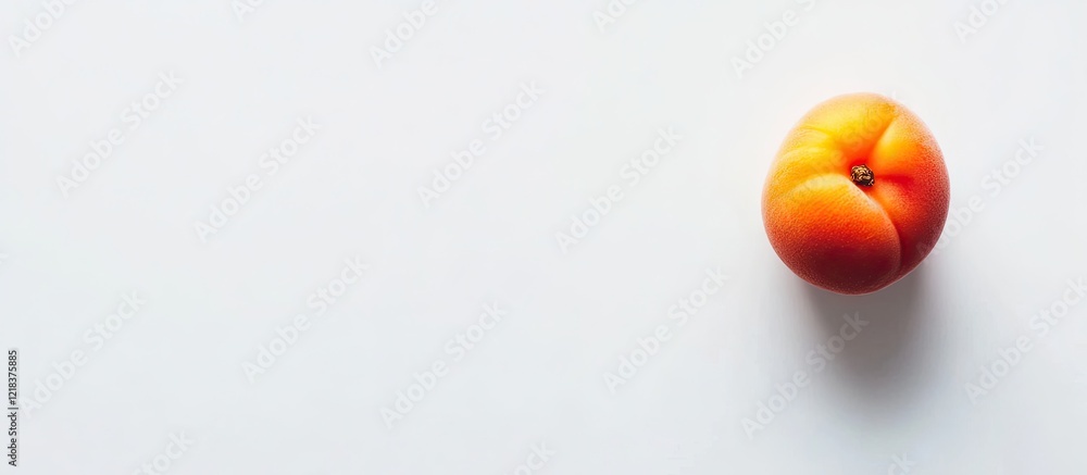 Aufkleber Closeup of a single vibrant orange apricot on a white background showcasing smooth texture and ample space for creative projects.