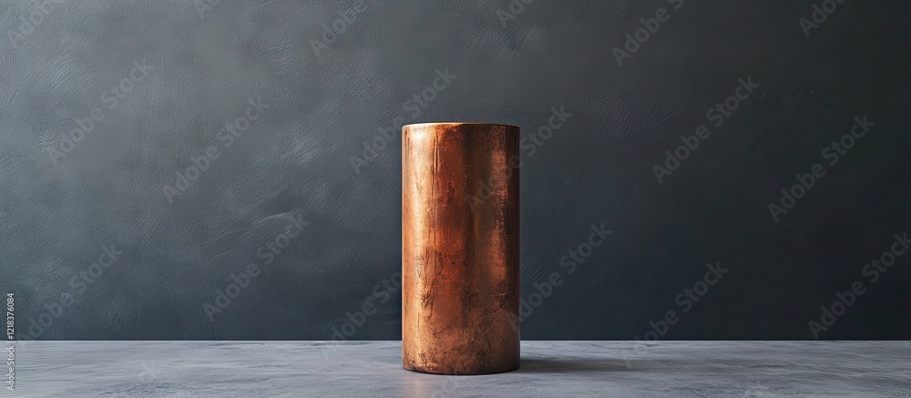 Aufkleber elegant copper pedestal positioned centrally on a subtle gray background showcasing its sophisticate