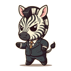 Obraz premium Cute Zebra Standing Cartoon Vector Icon Illustration. Animal Nature Icon Concept Isolated Premium illustration vector illustration