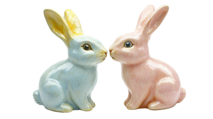 Two rabbits on transparent background