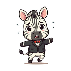 Cute Zebra Standing Cartoon Vector Icon Illustration. Animal Nature Icon Concept Isolated Premium illustration vector illustration