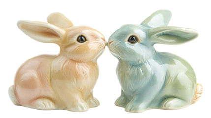 Two rabbits on transparent background