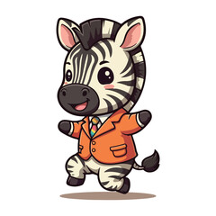 Cute Zebra Standing Cartoon Vector Icon Illustration. Animal Nature Icon Concept Isolated Premium illustration vector illustration