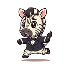 Cute Zebra Standing Cartoon Vector Icon Illustration. Animal Nature Icon Concept Isolated Premium illustration vector illustration