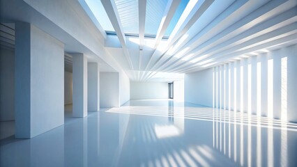 Modern architectural interior:  a clean, bright space of textured white walls and minimalist design.