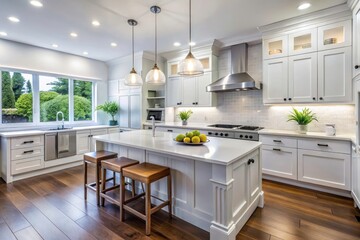 Modern minimalist kitchen: white shaker cabinets create a clean, bright, and efficient cooking space.