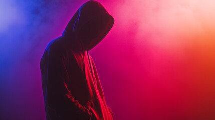 Mysterious Figure in Neon Light