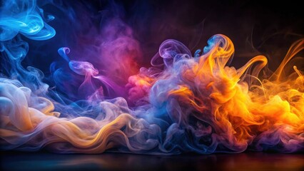 Abstract Colorful Swirling Smoke Composition with Vivid Hues and Dynamic Forms for Design and Artistic Applications