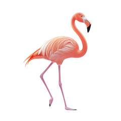 Pink flamingo isolated on black background elegant bird wildlife nature tropical animal feathers