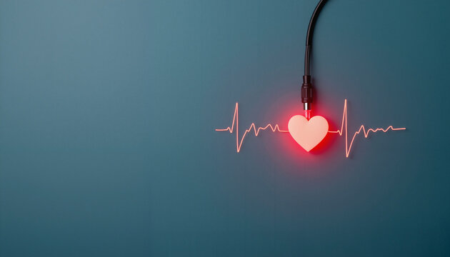 Heartbeat monitor symbolizing health awareness on blue background, wellness
