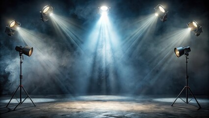 Dramatic stage light setup with a moody atmosphere and abstract background, dark tone, mood