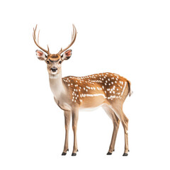 Fototapeta premium Majestic Axis Deer on Black Background Elegant Antlers Spotted Coat Wildlife Animal Portrait,