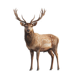 Fototapeta premium Majestic Spotted Deer Buck Powerful Antlers Dark Background
