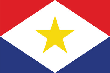 High detailed flag of Saba. National Saba flag. America. 3D illustration.