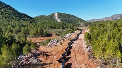 Pipeline construction site. High quality photo