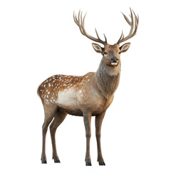 Fototapeta premium Majestic Spotted Deer Buck with Large Antlers on Black Background