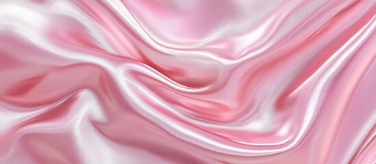Obraz premium Soft pink satin fabric drapes elegantly with gentle waves reflecting light, creating a luxurious and smooth texture ideal for design projects.