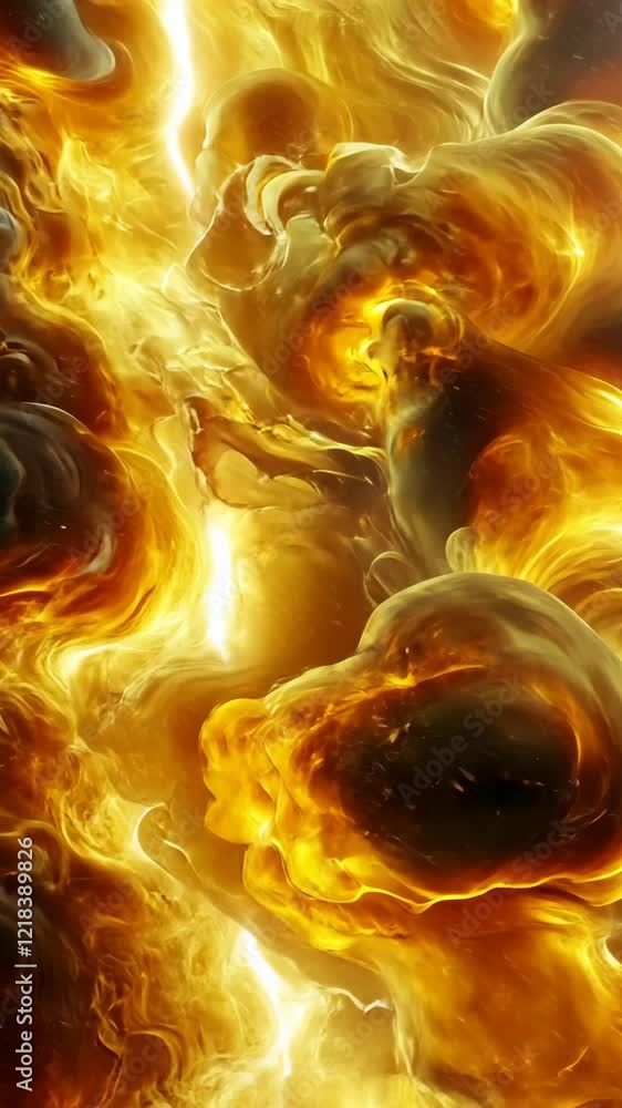 Poster colorful swirling patterns of orange and gold create a captivating abstract representation of energy