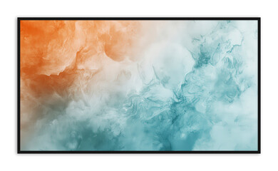 Fluid brushwork in teal and orange shades on canvas, modern artwork