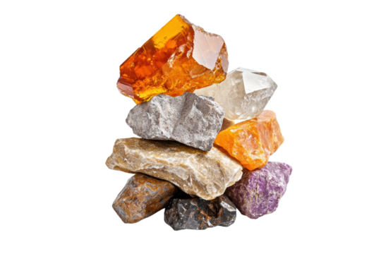 Stack of Colorful Minerals and Gemstones in Natural Form