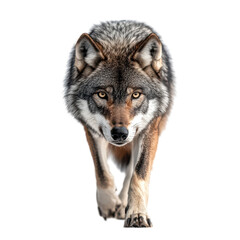 Fototapeta premium Majestic Wolf Walking Towards Camera Wild Animal Portrait