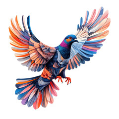 Obraz premium Colorful Pigeon in Flight Artistic Rendering,