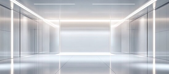 Obraz premium Spacious contemporary cinema hall with sleek white walls and glowing light accents creating an ideal environment for immersive cinematic experiences