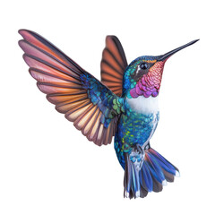 Vibrant Hummingbird in Flight Colorful Wings Black Background