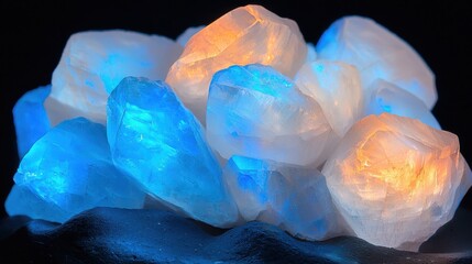 Closeup of moonstone texture natural setting gemstone soft white tones elegant viewpoint magical reflections