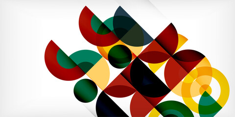 Minimal geometric abstract background. Circle square and triangle design. Trendy techno business template for wallpaper, banner, background or landing