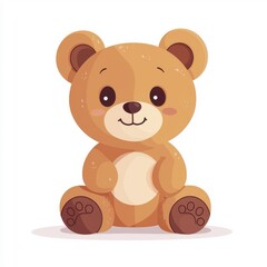 Flat style illustration of a teddy bear, minimalistic design, playful and bright.